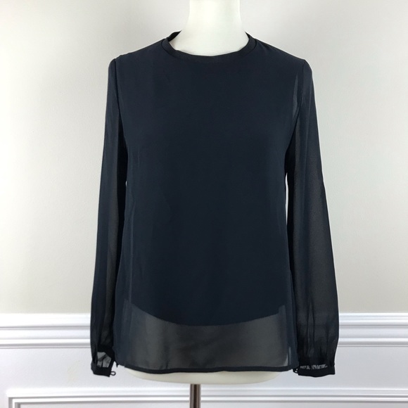 ASOBIO |  Black Long Sleeve Chiffon Blouse - Picture 2 of 5